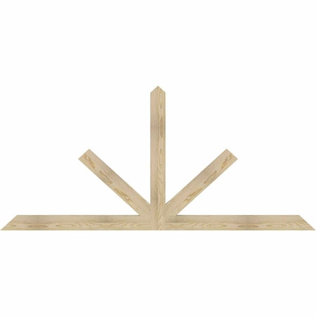 Ekena Millwork Saratoga Rough Sawn Timber Gable Bracket, Douglas Fir, 84"W x 38"H x 2"D x 4"F, 11/12 Pitch GBW084X38X0204SAR00RDF